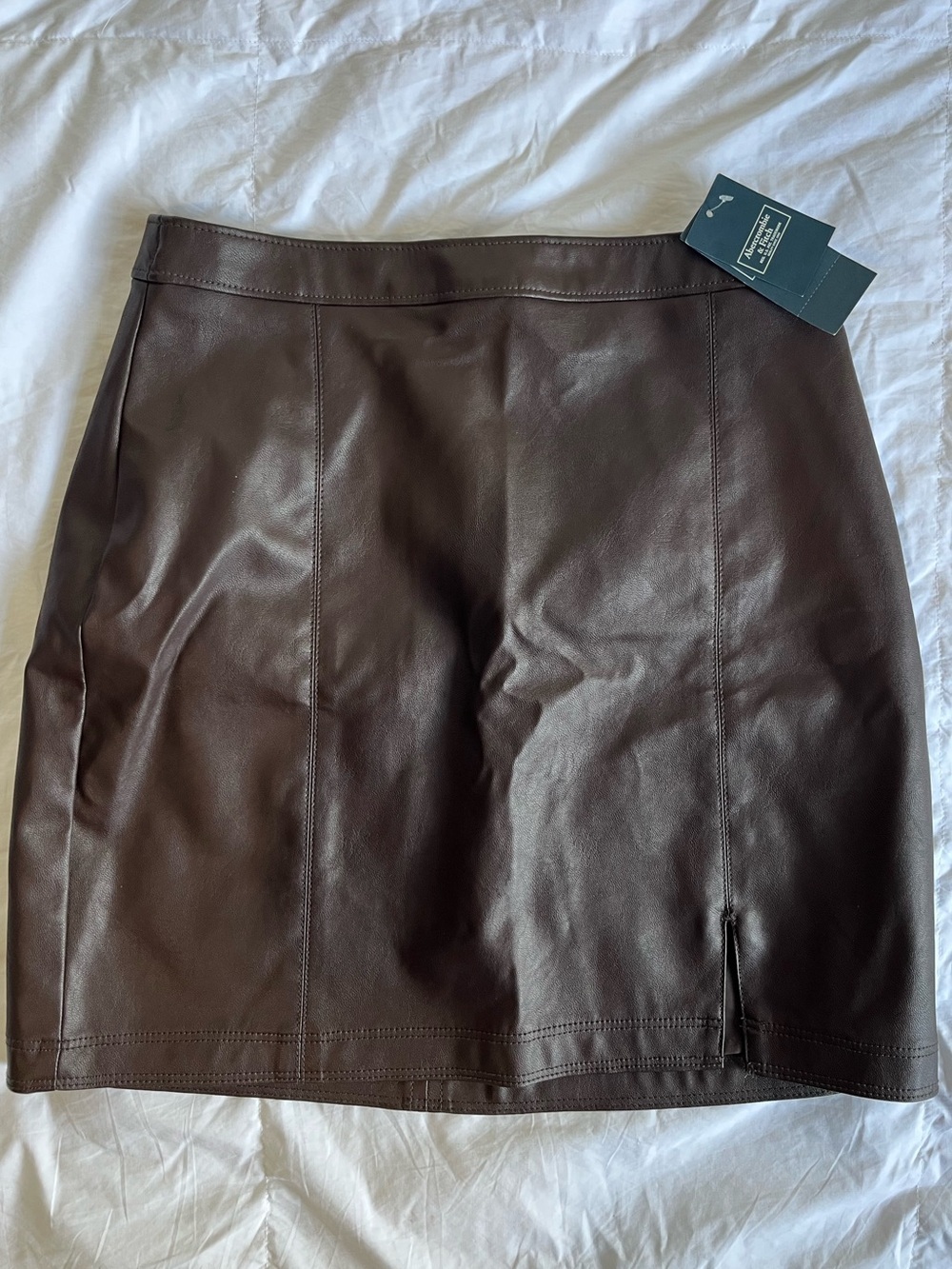 NWT Abercrombie & Fitch Brown Vegan Leather Mini Skirt Goth Feminine Academia